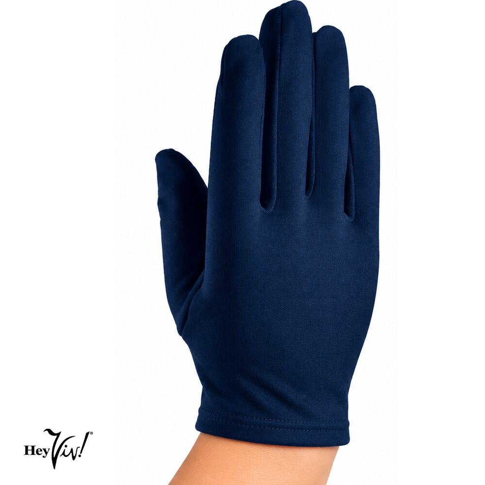 Navy Blue Wrist Length Stretch Nylon Dress Gloves Wedding Church Formal -Hey Viv